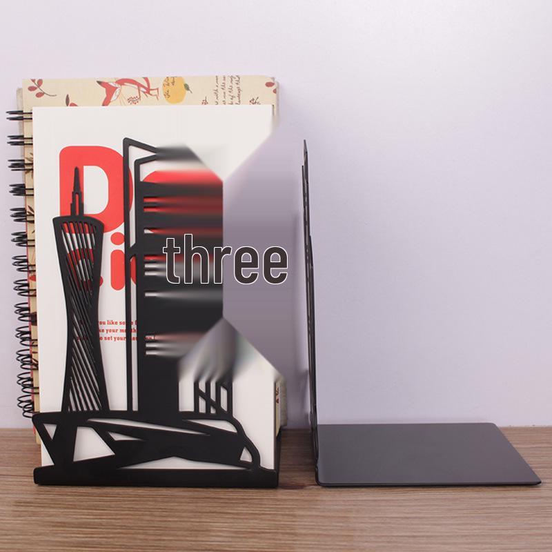 Creative Wrought Iron Metal Book Storage Rack and Personalized Hollowed-Out Bookends