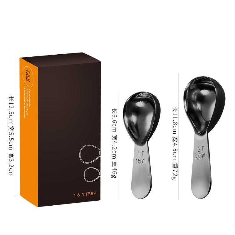 Kaffeelöffel aus Edelstahl Kaffeemesslöffel für gemahlene 15ml/30ml Bohnen Tee Zucker Feine Heim-Barista-Accessoires