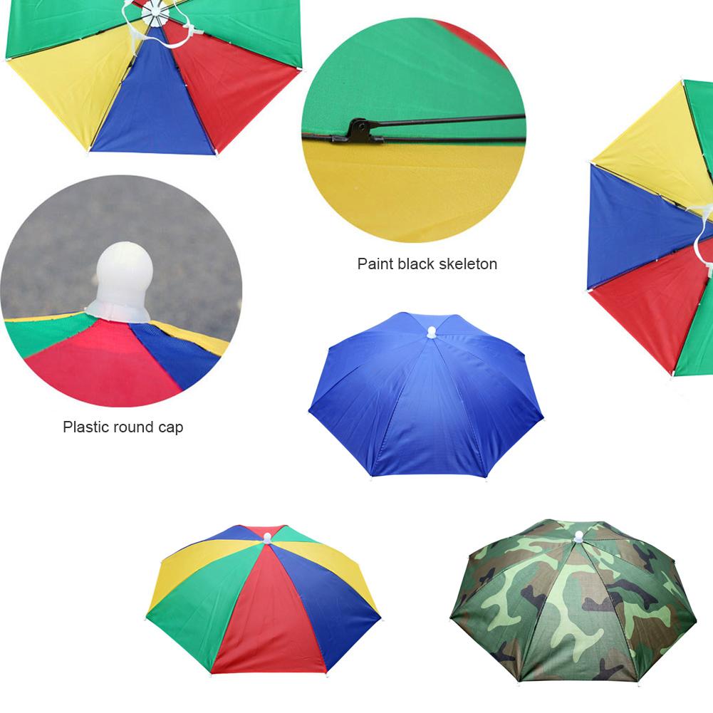 

6UK Foldable Umbrella Hat Outdoor Fishing Hiking Sunshade Cap (Watermelon Red)