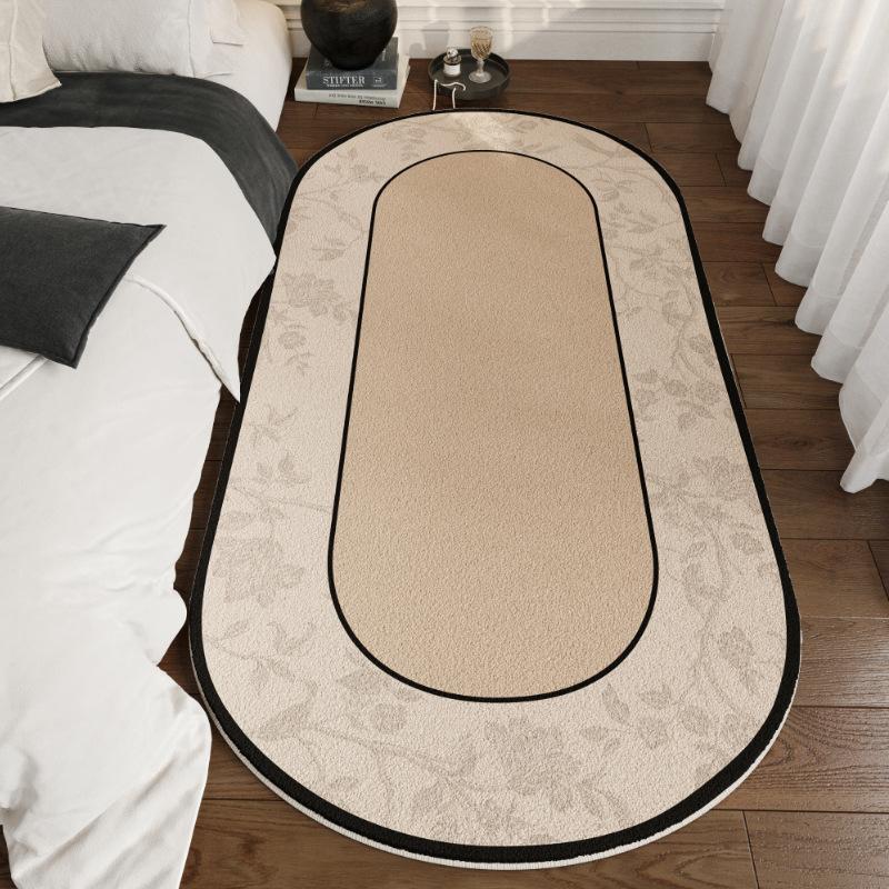 

Ретро Ковер из искусственного кашемира Высококлассное ощущение Спальня Прикроватный Нескользящий Коврик для ног Длинная полоса Грязеотталкивающий Напольный коврик 40x120cm