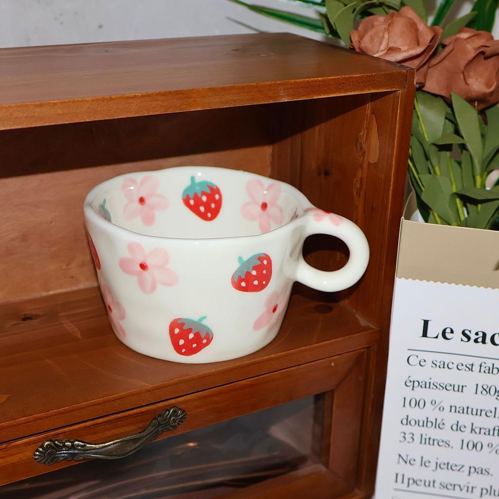 BRHand Drawn Ceramic Mug Cartoon Cute Water Cup Home Furnishings Breakfast Milk Cup Couple Afternoon Tea Coffee Cups Friend GiftEY