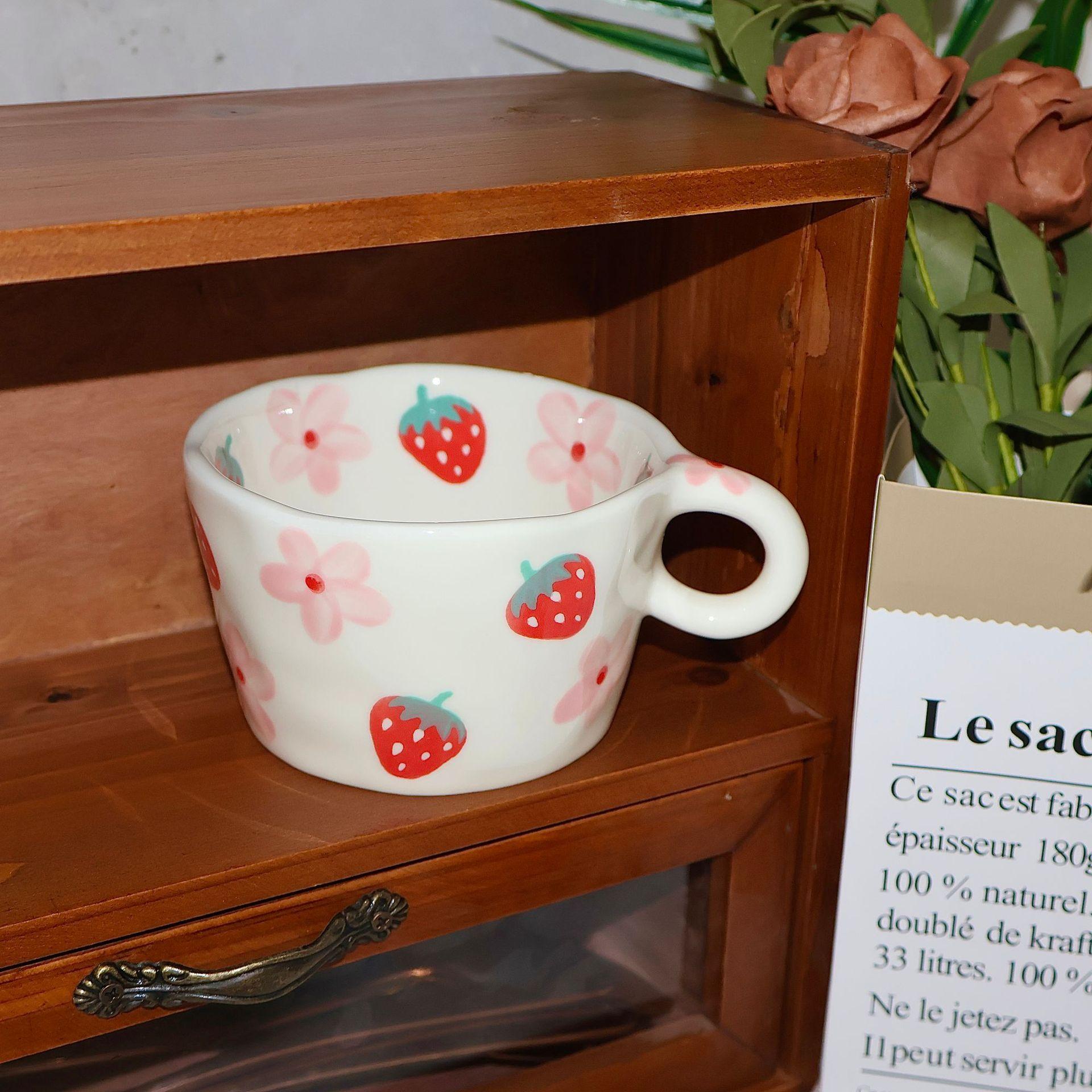 

BRHand Drawn Ceramic Mug Cartoon Cute Water Cup Home Furnishings Breakfast Milk Cup Couple Afternoon Tea Coffee Cups Friend GiftEY 280ml