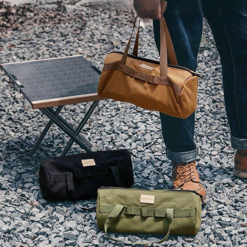 Portable Camping Tent Pegs Bag Cylindrical Stake Storage Backpack Portable Miscellaneous Bag Storage Box Toolkit
