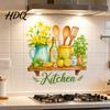Carta da Parati Oil Proof Acquerello Adesivi da Cucina Pianta Verde Limone Teiera Decalcomanie Autoadesive Decorazione Stile Nordico Impermeabile Adesivi per Fornelli