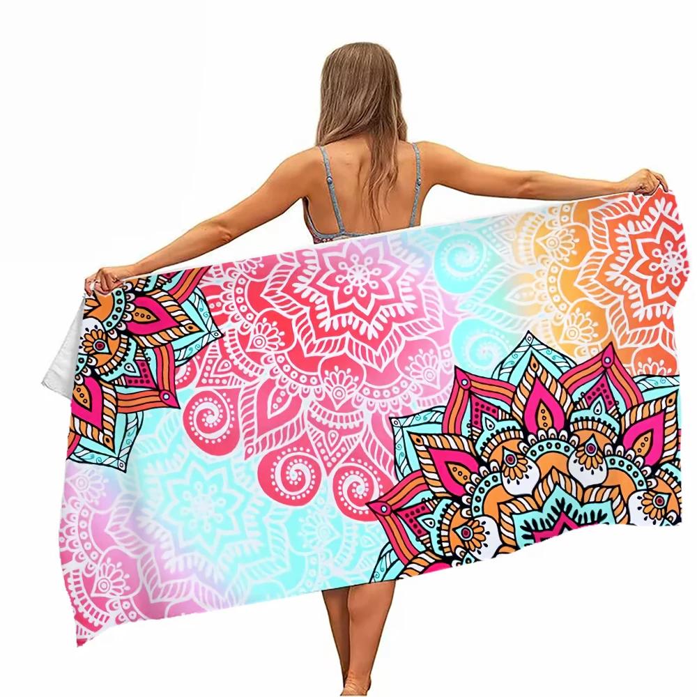 Purple Leaves Microfiber Beach Towel Flower Absorbent Swimming Towel Lightweight Quick Drying Pool Towel Perfect For Men Women
