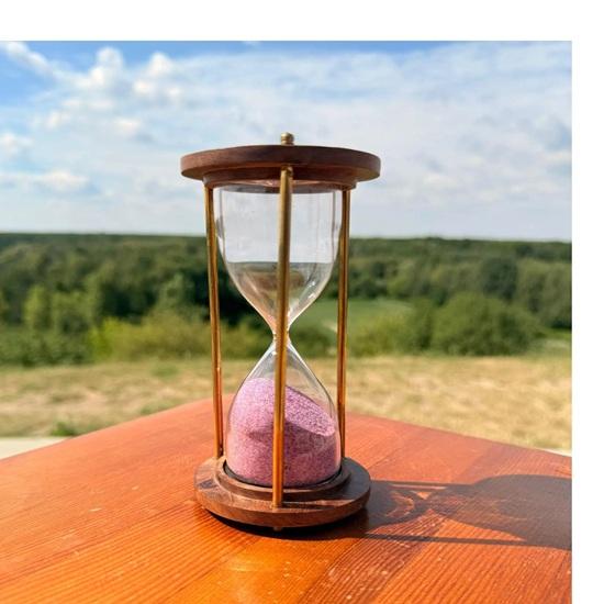 

15,24 см Латунные песочные часы с розовым песком Деревянный декор-таймер, Деревенское украшение для стола, Декор для дома, офиса, Декор для кабинета, Подарок на день рождения