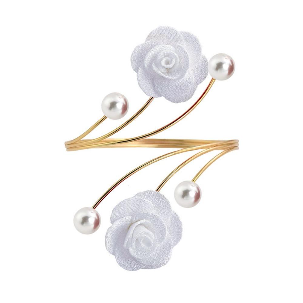 

Metal Material Open Cuff Bracelets Adjustable Size Imitation Pearl Jewelry Statement Piece белый