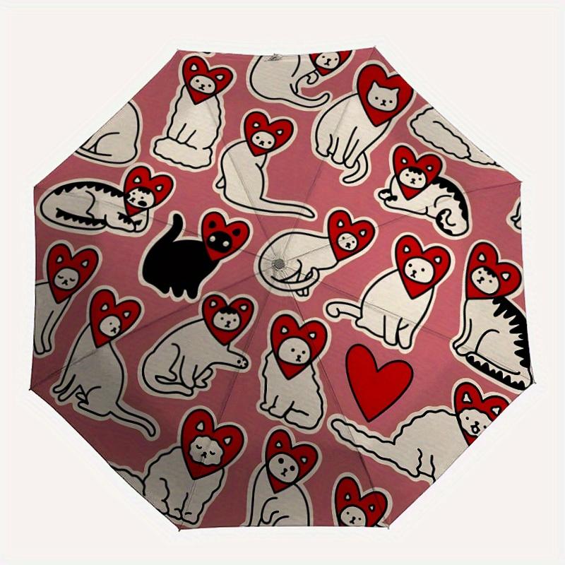 

1pc Love Cats Design Automatic Open, Sturdy Iron Frame, Compact Folding Design, All-Season Portable Umbrella for Women & Men yy250801128