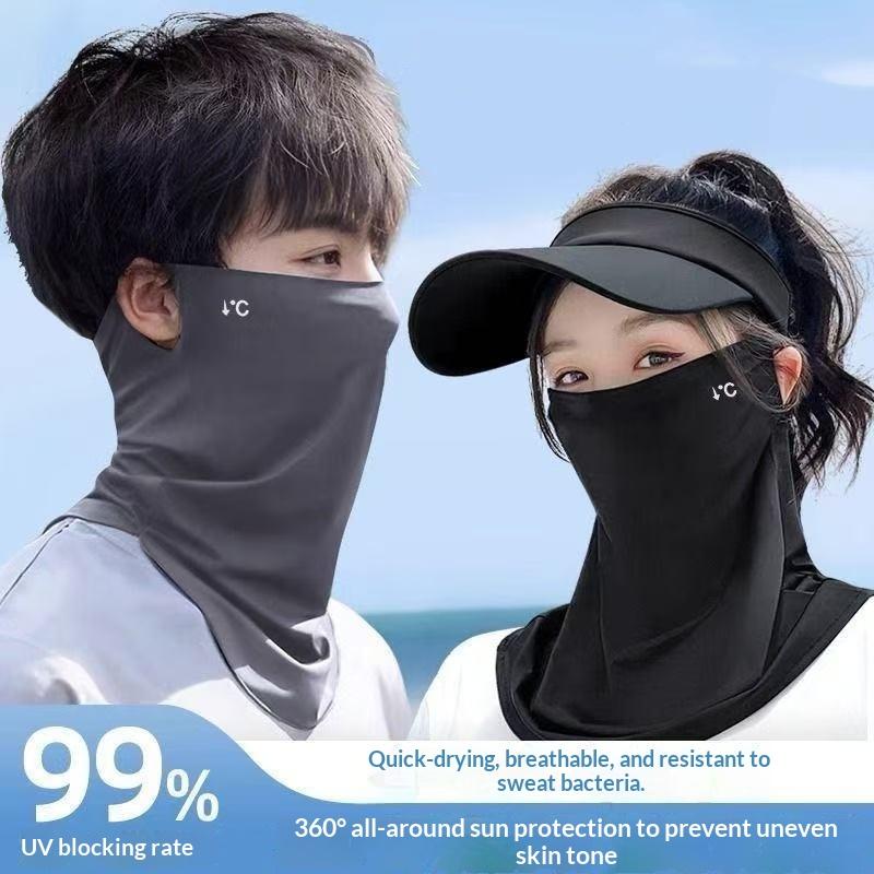 Summer Ice Silk Face Cap with Neck UV Protection Lightweight Sunblock Outdoor Sports Face Mask