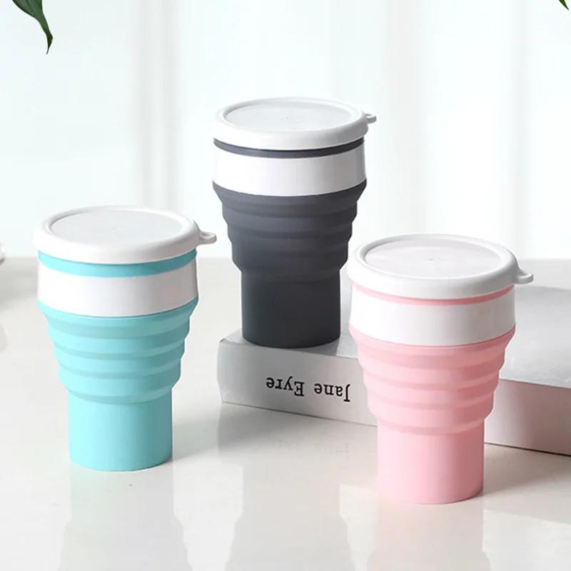 100/200/350mlTelescopic Portable Silicone Folding Cup Food Grade Water Cup Travel Drinking Ware Mug Outdoor Resin Coffee Handcup