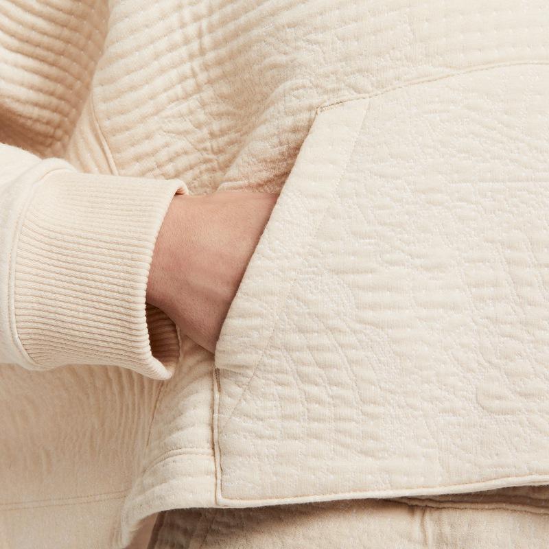 Nike Yoga Luxe Solid Pullover Hoodie Long Sleeve Cropped Sweatshirt Women Tops Sand-Dune-White White Multicolor DV9180-126