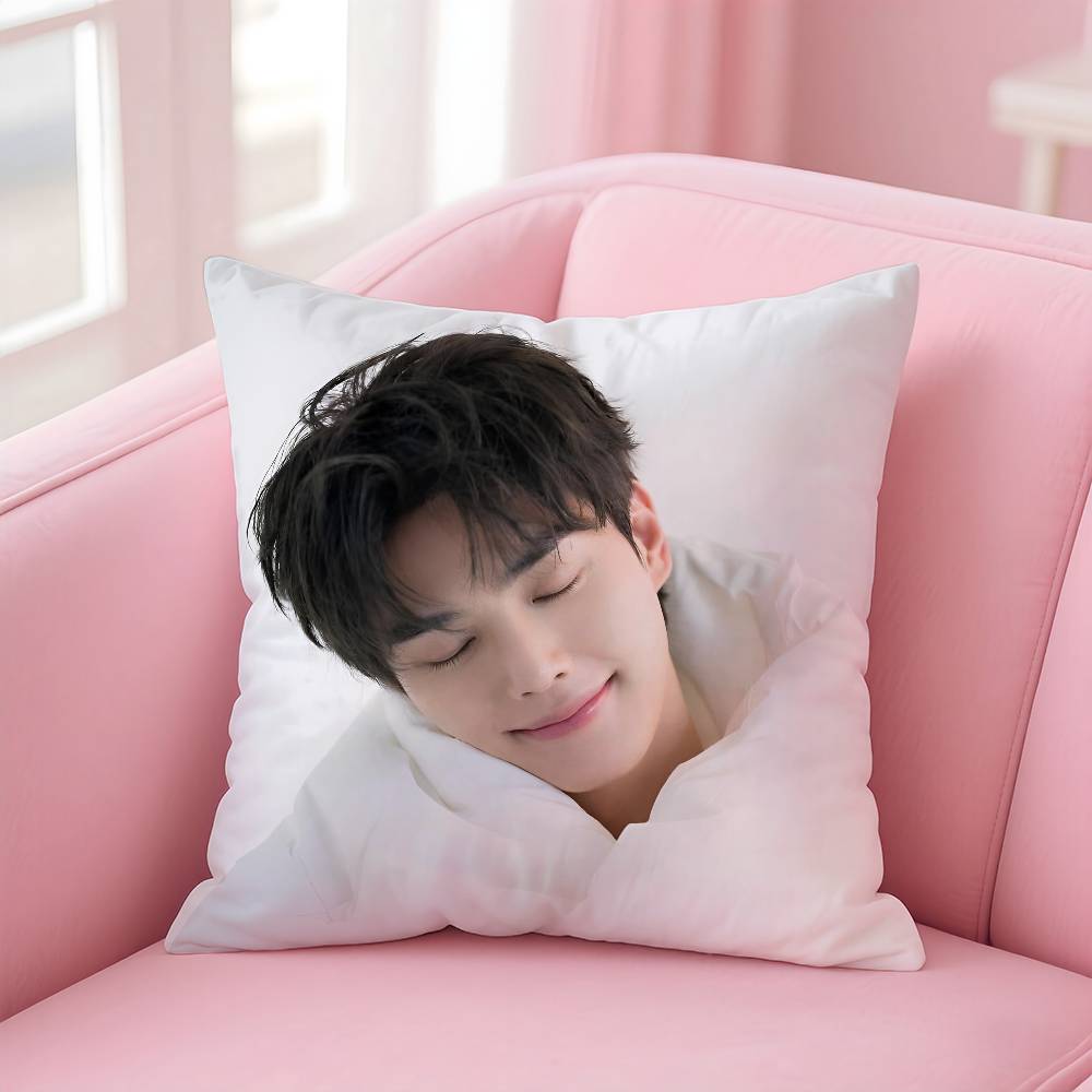 Kpop Style Actor Hot S-Song Kang Pillow Case Anti-Dustmite Pillowcase Invisible Zipper Silky Short Plush Sofa Cushion Cover