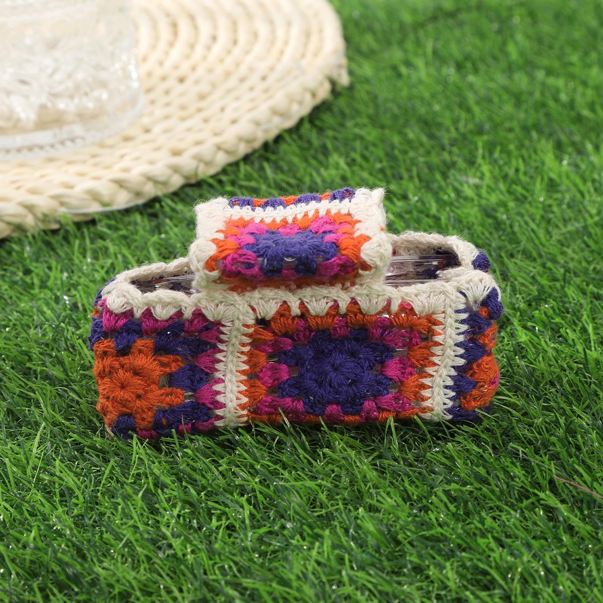 

Вязаный крючком зажим для волос ручной работы, ретро аксессуары для волос для женщин, заколка для волос для хвостика, модный краб для волос, головной убор, шпилька