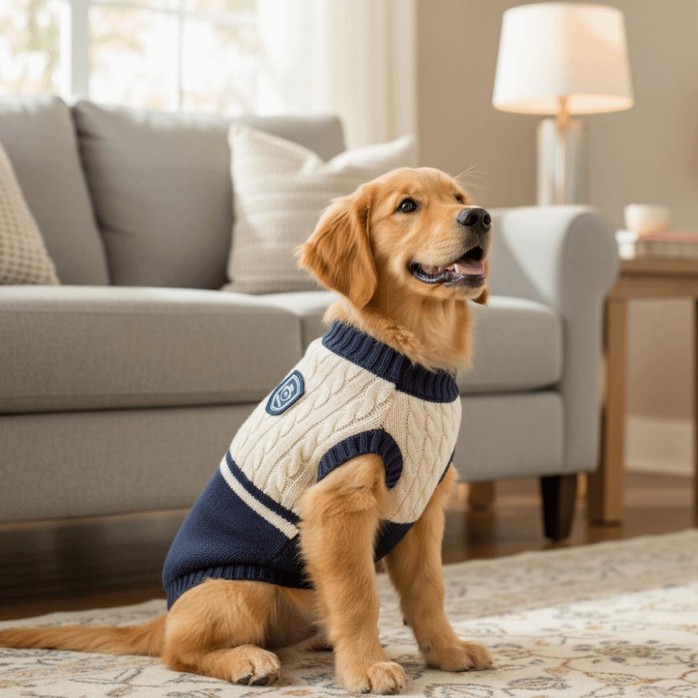 Round Neck Pet Knitted Vest College Style Dog Pullover Dog Warm Sweater Outdoor Activities
