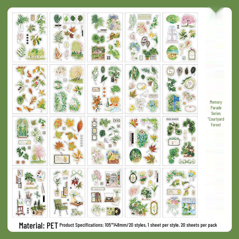 Infeel.Me Retro Plants & Flowers Die-cut PET Sticker Book for Journals