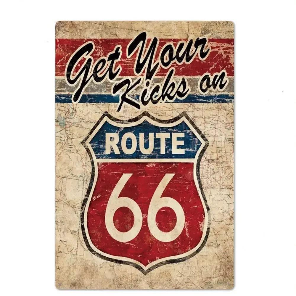 Route 66 Souvenir License Plate, American Auto Metal Sign 20x30cm