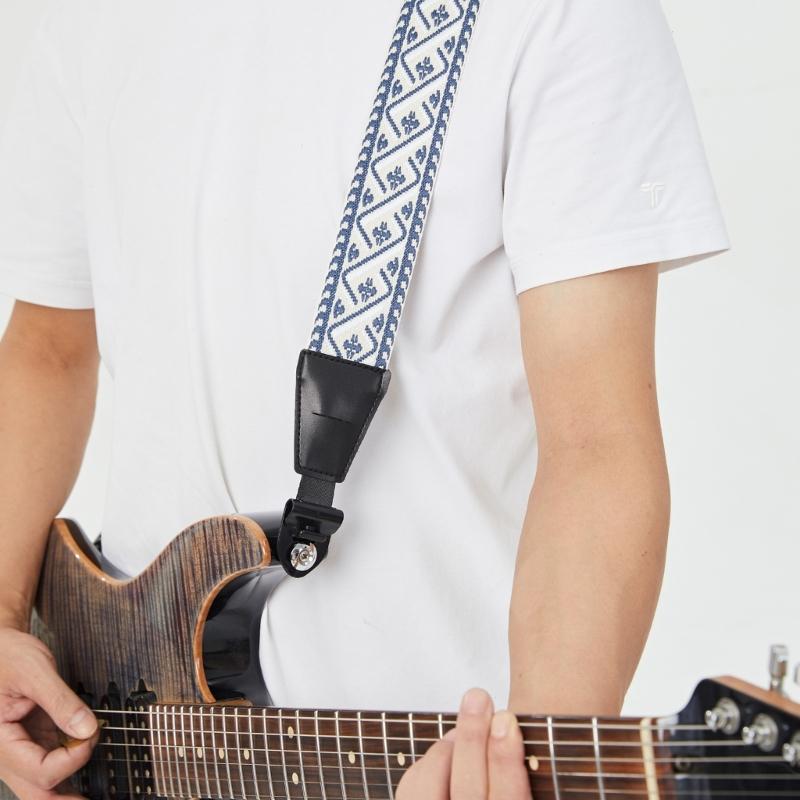 Adjustable Guitar Strap Acoustic Guitar Shoulder Belt Strap with Leather Ends Stringed Instrument Accessories