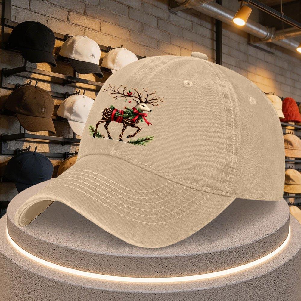Adjustable Duckbill Baseball Cap With Reindeer Print Outdoor Sports Parties Daily Wear Bachelor Party Mardi Gras
