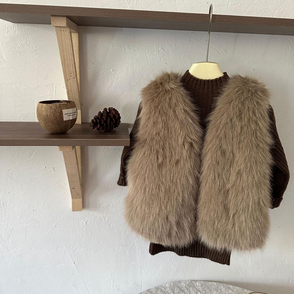 Winter Children's Clothing Girls' Solid Color Furry Vest Children's Waistcoat Baby Plush Fur Vest