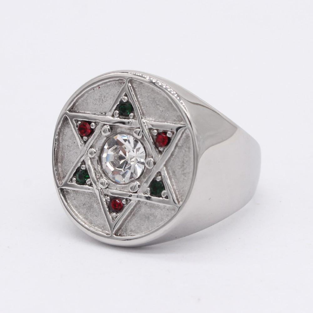 2026 Jewelry European and American Fashion Simple Hexagram Colored Diamond Ring Jewelry Accessories Ring No. 7
