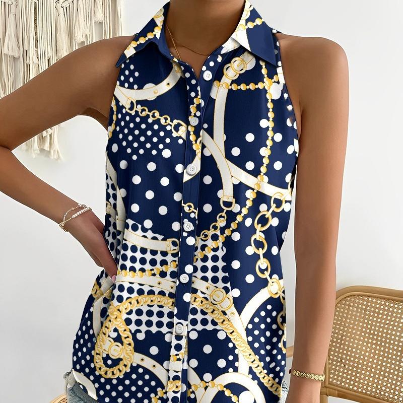 YYFS Women's Fashion Casual Summer Sleeveless POLO Neck Blouses & Shirts