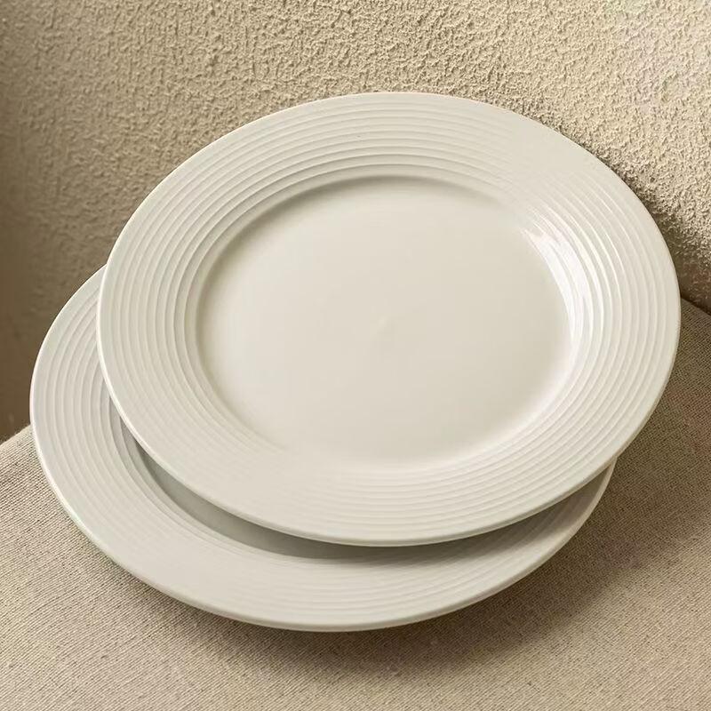 RuHan Threaded Ceramic Dinner & Pasta Plate - 10-inch Flat (Set of 2)