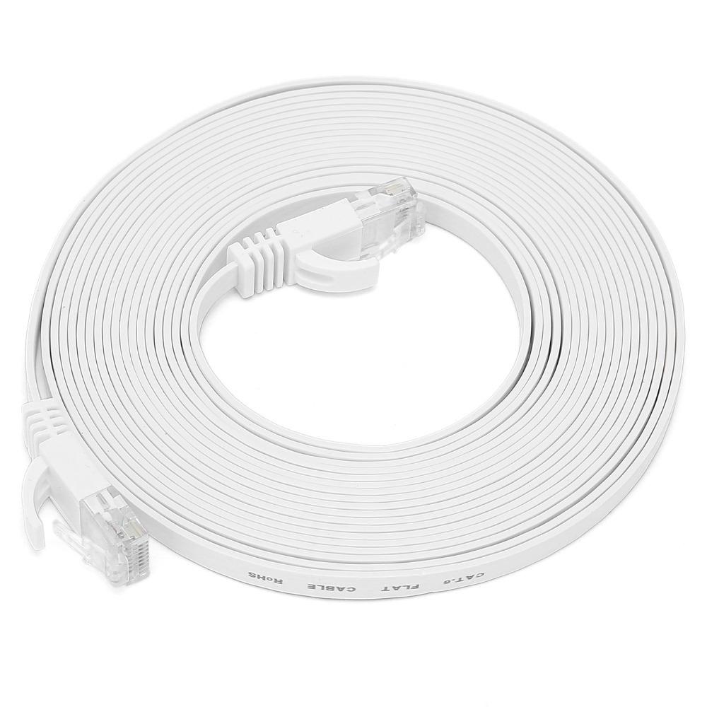 

White CAT6 Network Cable Flat Copper Wire Gigabit Network Cable Ethernet Cable Network Supplies 10 Meter