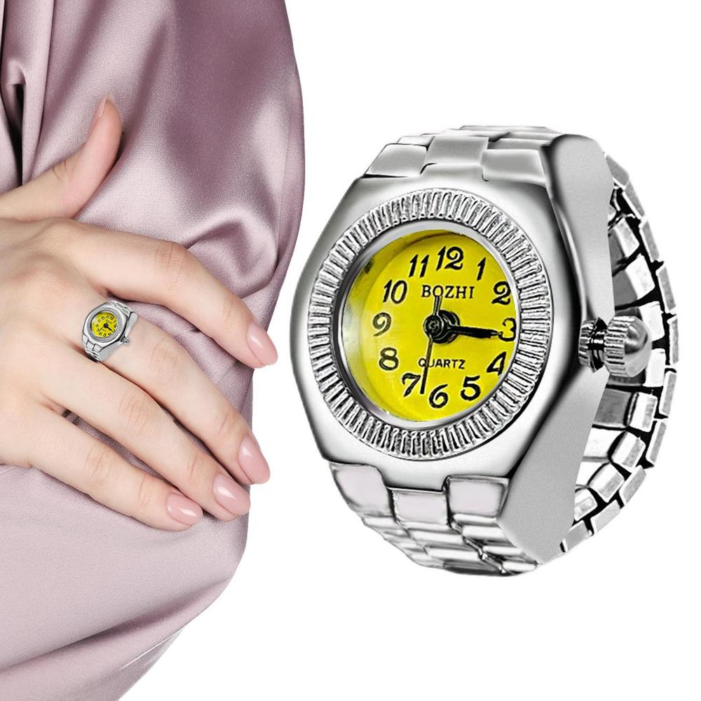 Orologio da dito punk vintage Mini cinturino elastico in lega Orologi Anelli per coppie Orologio per gioielli Orologio al quarzo romano retrò Anello per donna e ragazza