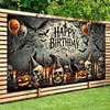 2D flat banner 1 piece - Halloween banner background - scary skulls and batszyc