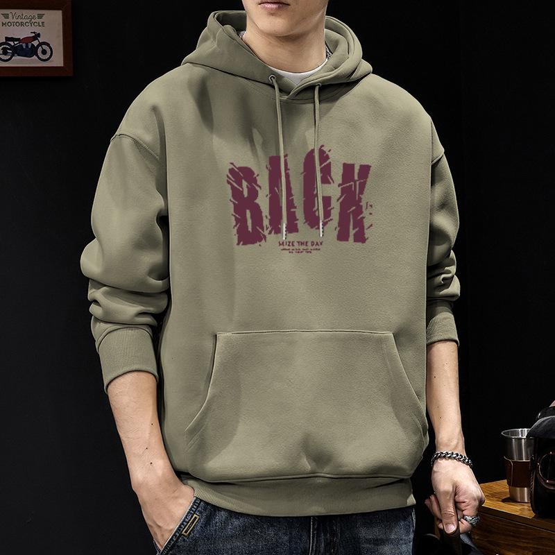 Men's Heavyweight Letter Print Hoodie - Autumn/Winter Thick Casual Jacket for Teens & Adults