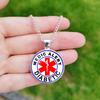 Type 1 Diabetic Necklaces for Men and Women, Red Medical Alert Symbol, Glass Disease Label, High Quality Accessories