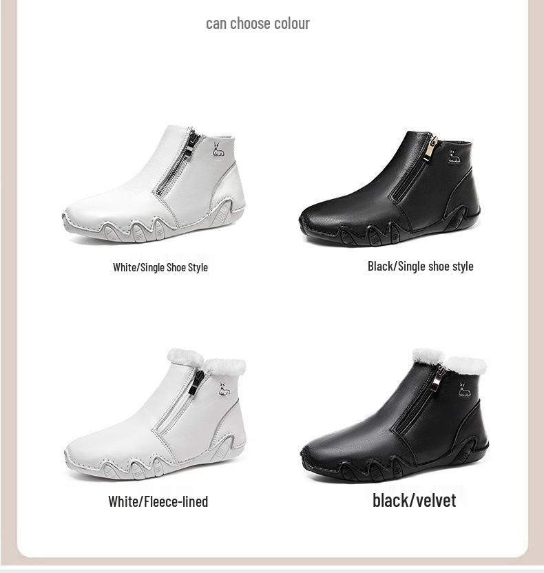 Retro Women's Genuine Leather Martin Boots - Plus Size, High-top, Wear-resistant, Casual Outdoor Shoes
