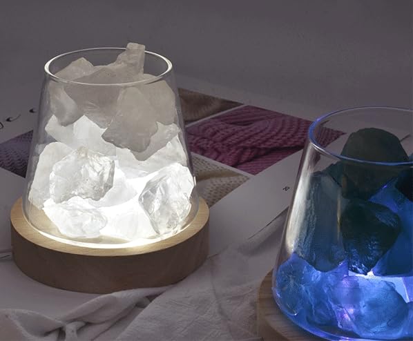 LED Display Base LED Light Base Display Base Crystal Ball Glowing Pedestal Display Stand Lighting 7 Colors Atmosphere Creation USB Crystal Glass