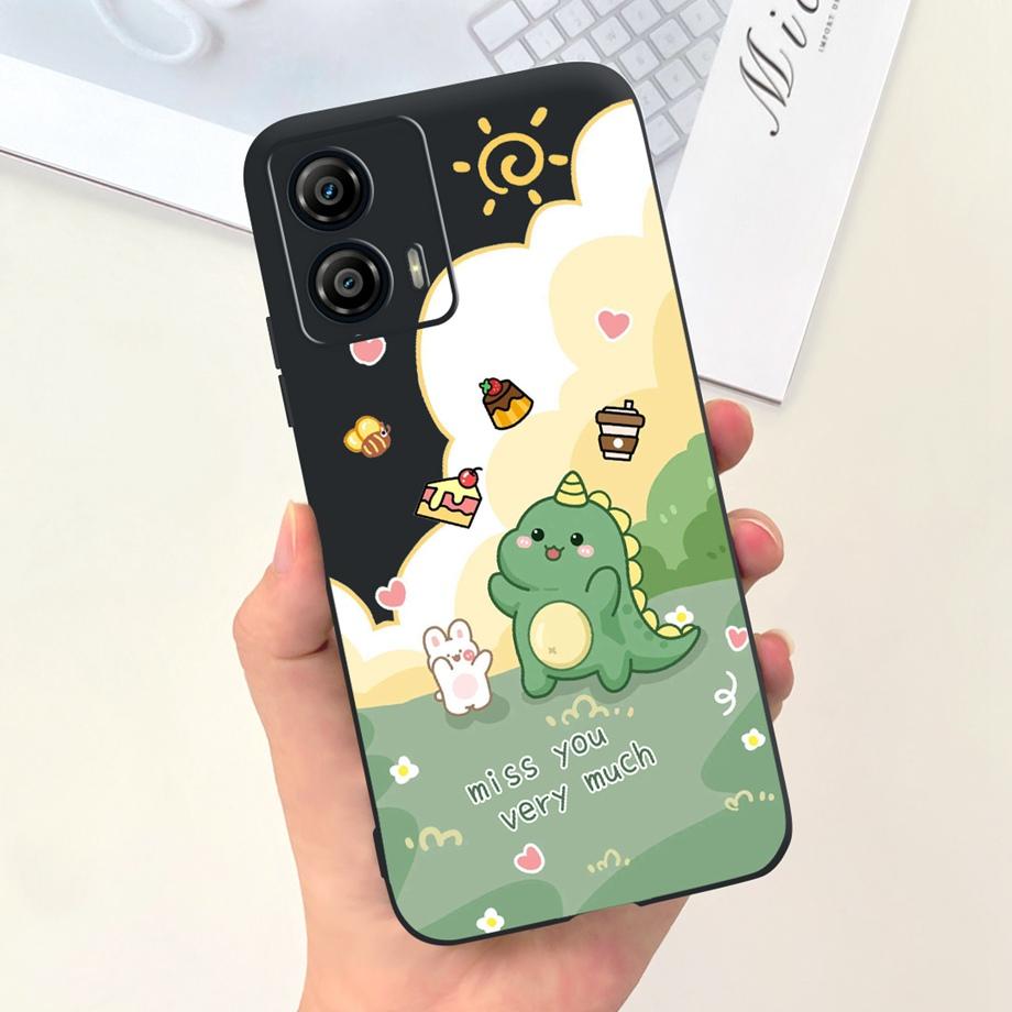 For Motorola Moto G73 5G Phone Case Black Soft Silicone Anti-knock Cover For MotorolaG73 G 73 Capa Panda Rabbit Cat Luxury Capa