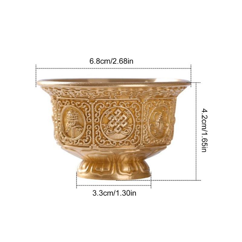 Cultural Tibetan Eight Auspicious Symbols Offering Cup Holy Water Bowl for Devotional Use Spiritual Home Decoration