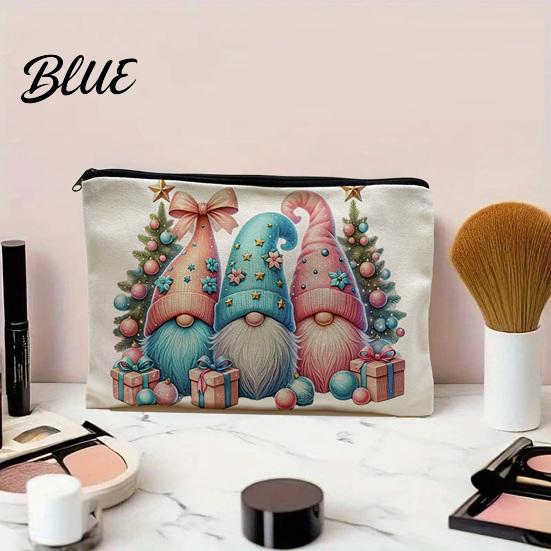 Holiday Gift Bag Christmas Theme Makeup Bag with Black Zipper