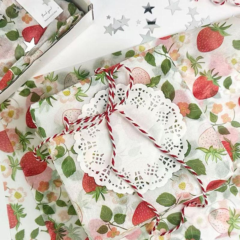10 Sheets Cute Strawberry Snow Pear Paper Flower Bouquet Wrapped With Flower Lining Wedding Birthday Party Packing Decor Diy