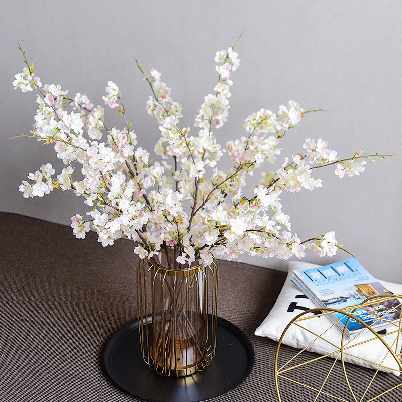 Cherry Blossom Artificial Floral Arrangement - Elegant Faux Peach Blossoms for Living or Dining Room Décor