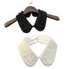 LHY White Bead Pearl Collar Moda Hombre Naturales Piedra Fake Collar T Shirt for Men Pastoral Clerical Collar Hombr