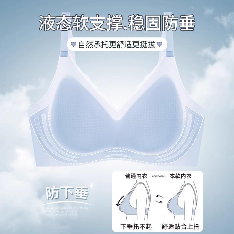 Summer ultra-thin cool seamless underwear women's no steel ring soft support collection breast anti-sagging beauty back gathering bra
