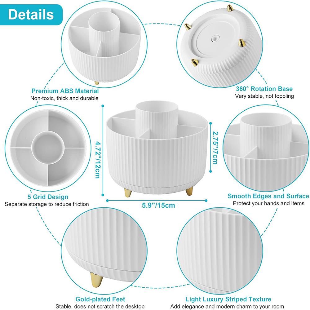 Stifthalter für Schreibtisch, 5 Fächer 360° drehbarer Schreibtisch-Organizer und Zubehör, Desktop-Aufbewahrung Schreibwaren-Organizer