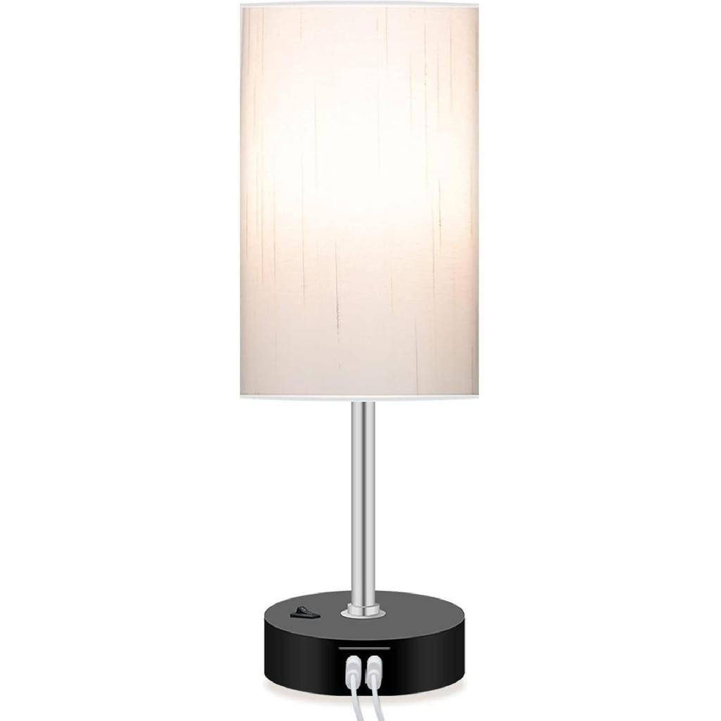 Bedroom Lamp with Smart RGB LED Bulb, Multicolor Changing Table Lamp for Bedroom with 2 USB Port, Dimmable Bedside Lamp Work with Alexa, Smart