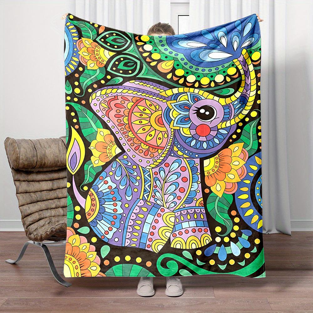 

Playful Elephant Print Blanket Reversible Flannel for AllSeason Cuddles Nursery Decor Heartwarming Gifting 75x100cm