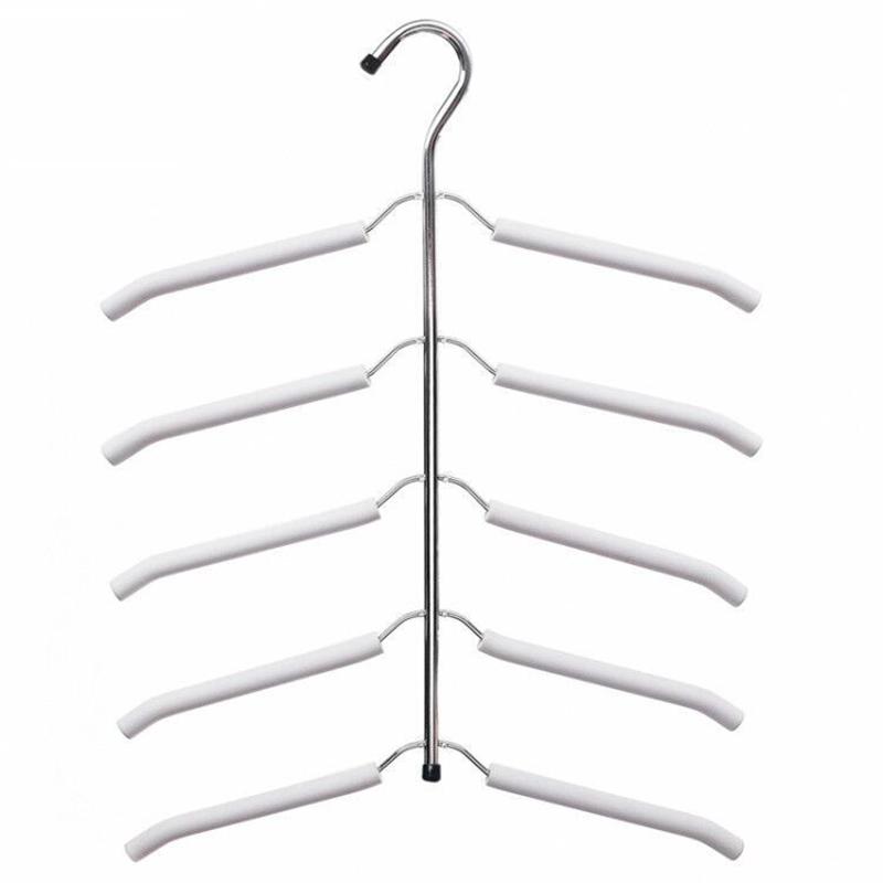 Clothes Drying Rack Mounted Hanger Indoor Space Saving Household One-Piece Clothes Hanger 5 Layer Storage Holder