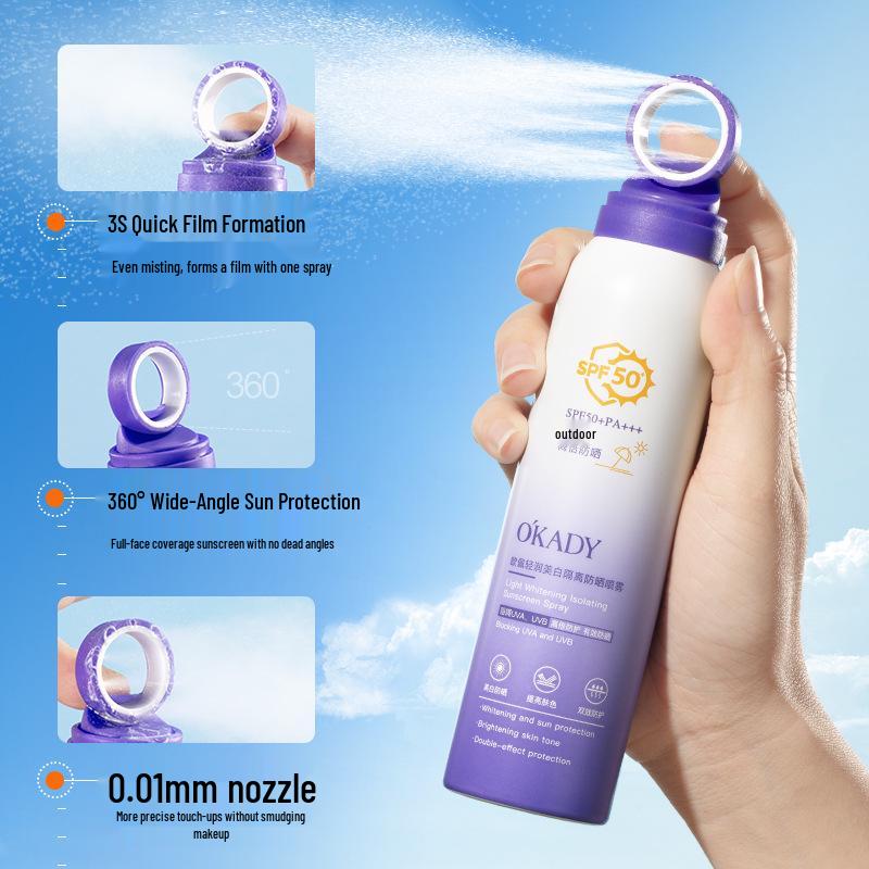 Universal Anti-UV Whitening Sunscreen Spray for Summer - Suitable for Women, Men, Students, and Military Training