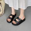 Korean Version of Casual Rhinestone Buckle Thick-soled Sandals, Niche Soft-soled Comfortable Beach Sandals with Slippers
