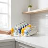 Gravity-Feed Can Organizer For Refrigerator Space-Saving Dual-Layer Dispenser Rack Holds 5 Cans Clear PET Beverage Storage