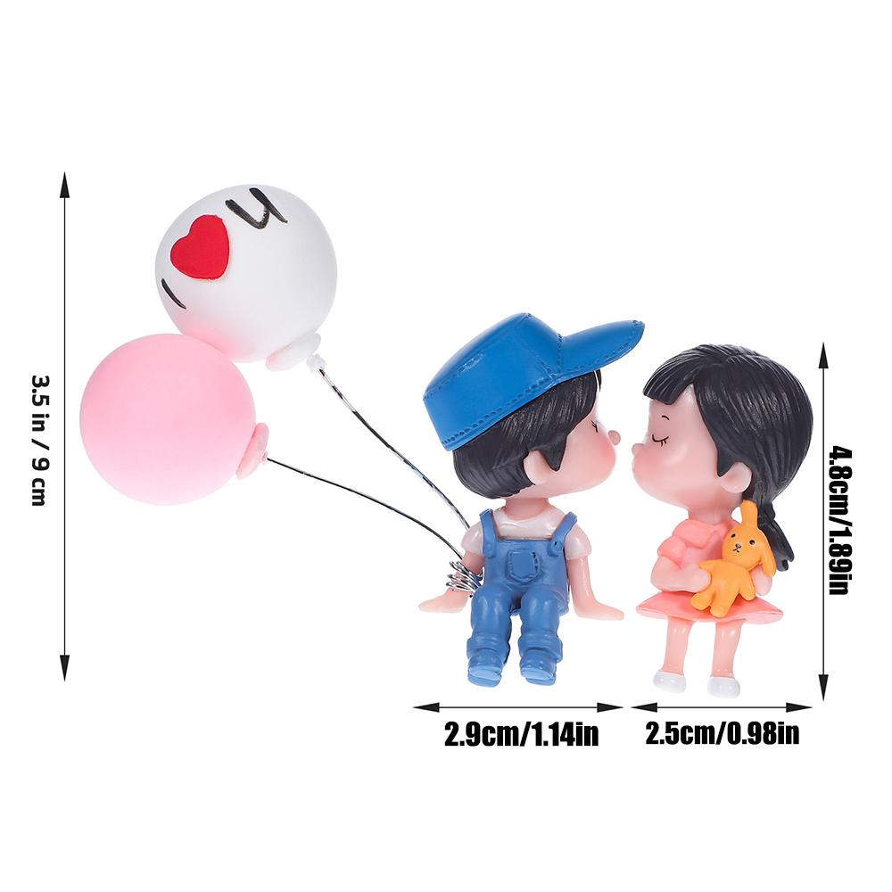 Cartoon Couple Ornaments Car Decor Romantic Balloon Girls Boys Figurines Auto Interior Dashboard Gifts Cute Home Taple Decor