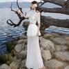 Thai Holiday Wear Black Flower Hollow Lace Short Top Streamer Fishtail Half-body Gauze Skirt Set