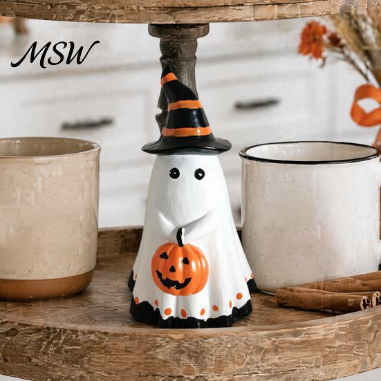 Decorative Halloween Figurines Ghost Ornament, Cute Tabletop Sculpture, Durable Resin Centerpiece Table for Home Party Festive Shelf Decorations